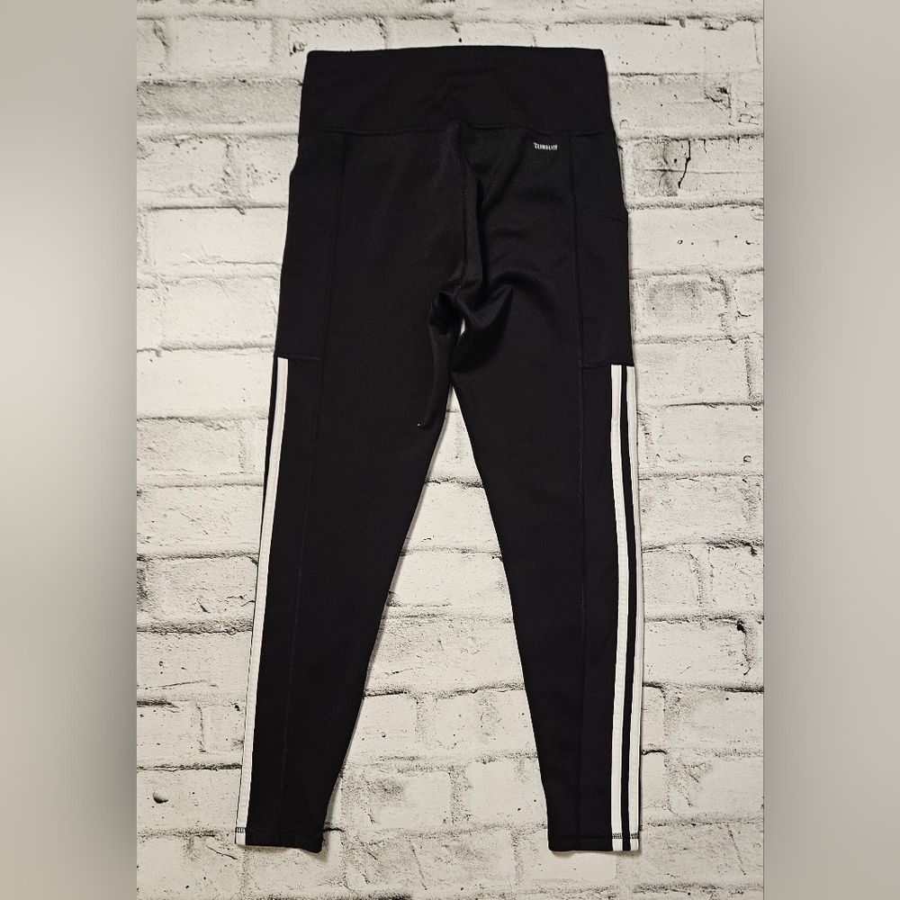 Reebok Black White Side Stripe Leggings Athleisure Pocket Leggings M